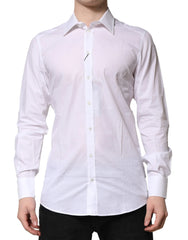 Dolce & Gabbana White Cotton GOLD Long Sleeves Formal Shirt - IT40 | M