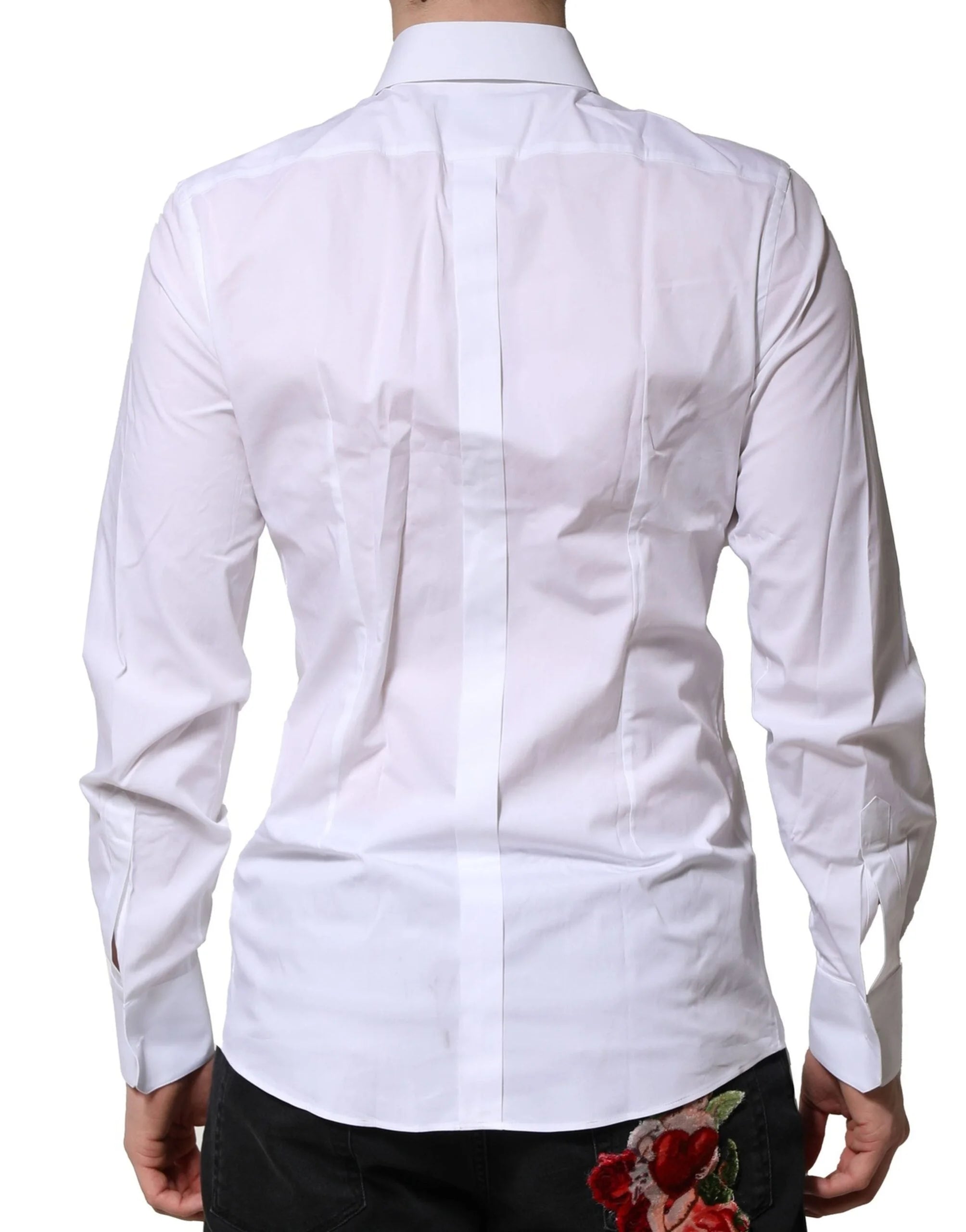 Dolce & Gabbana White Cotton GOLD Long Sleeves Formal Shirt - IT40 | M - Shirts