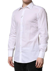 Dolce & Gabbana White Cotton GOLD Long Sleeves Formal Shirt - IT40 | M