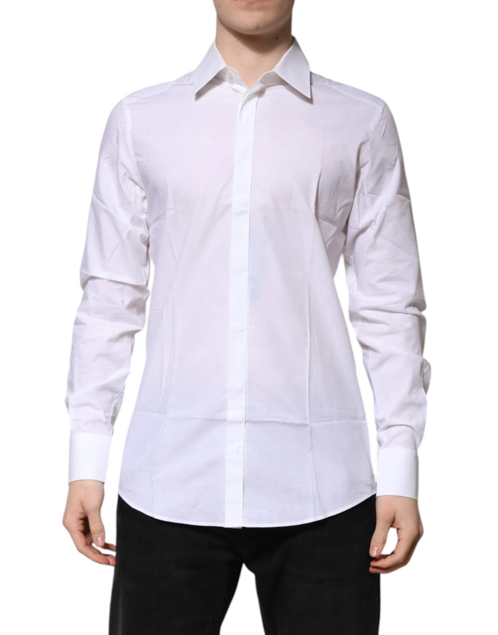 Dolce & Gabbana White Cotton GOLD Long Sleeves Formal Shirt - IT41 | L - Shirts