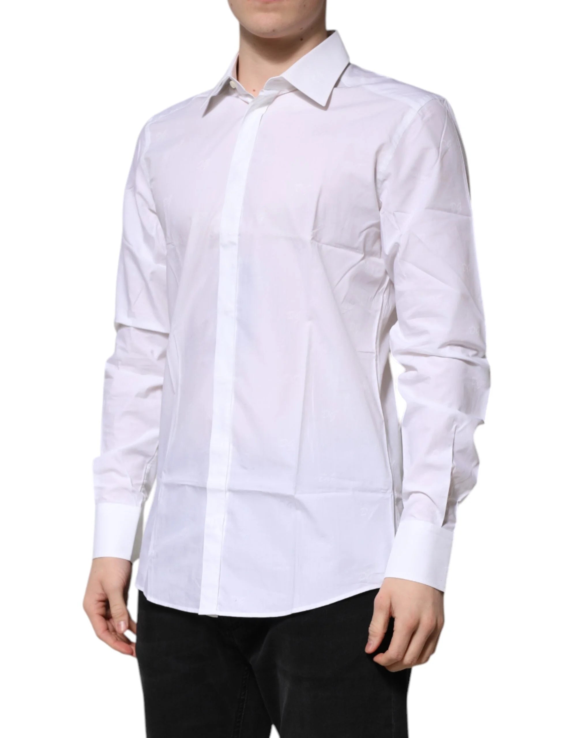 Dolce & Gabbana White Cotton GOLD Long Sleeves Formal Shirt - IT41 | L - Shirts