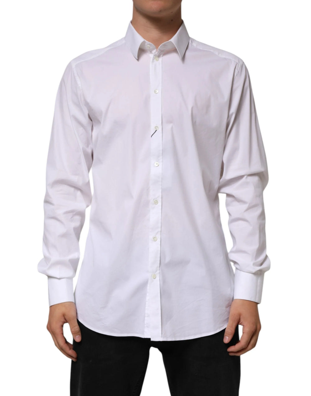 Dolce & Gabbana White Cotton GOLD Long Sleeves Formal Shirt - IT43 | 2XL - Shirts
