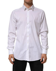 Dolce & Gabbana White Cotton GOLD Long Sleeves Formal Shirt - IT43 | 2XL - Shirts
