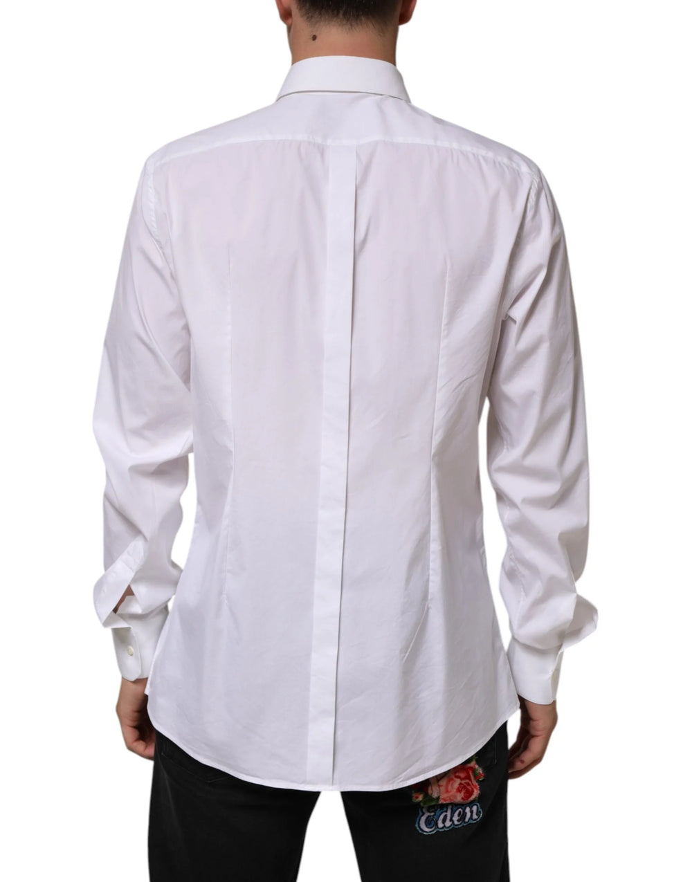 Dolce & Gabbana White Cotton GOLD Long Sleeves Formal Shirt - IT43 | 2XL - Shirts