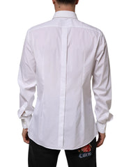 Dolce & Gabbana White Cotton GOLD Long Sleeves Formal Shirt - IT43 | 2XL - Shirts