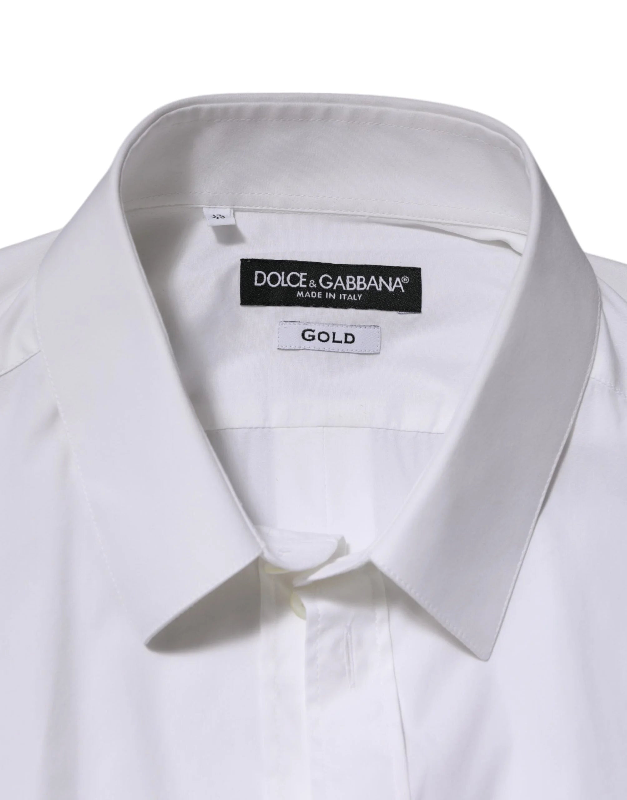 Dolce & Gabbana White Cotton GOLD Long Sleeves Formal Shirt - IT43 | 2XL - Shirts