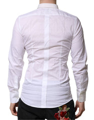 Dolce & Gabbana White Cotton GOLD Long Sleeves Formal Shirt - IT43 | 2XL - Shirts