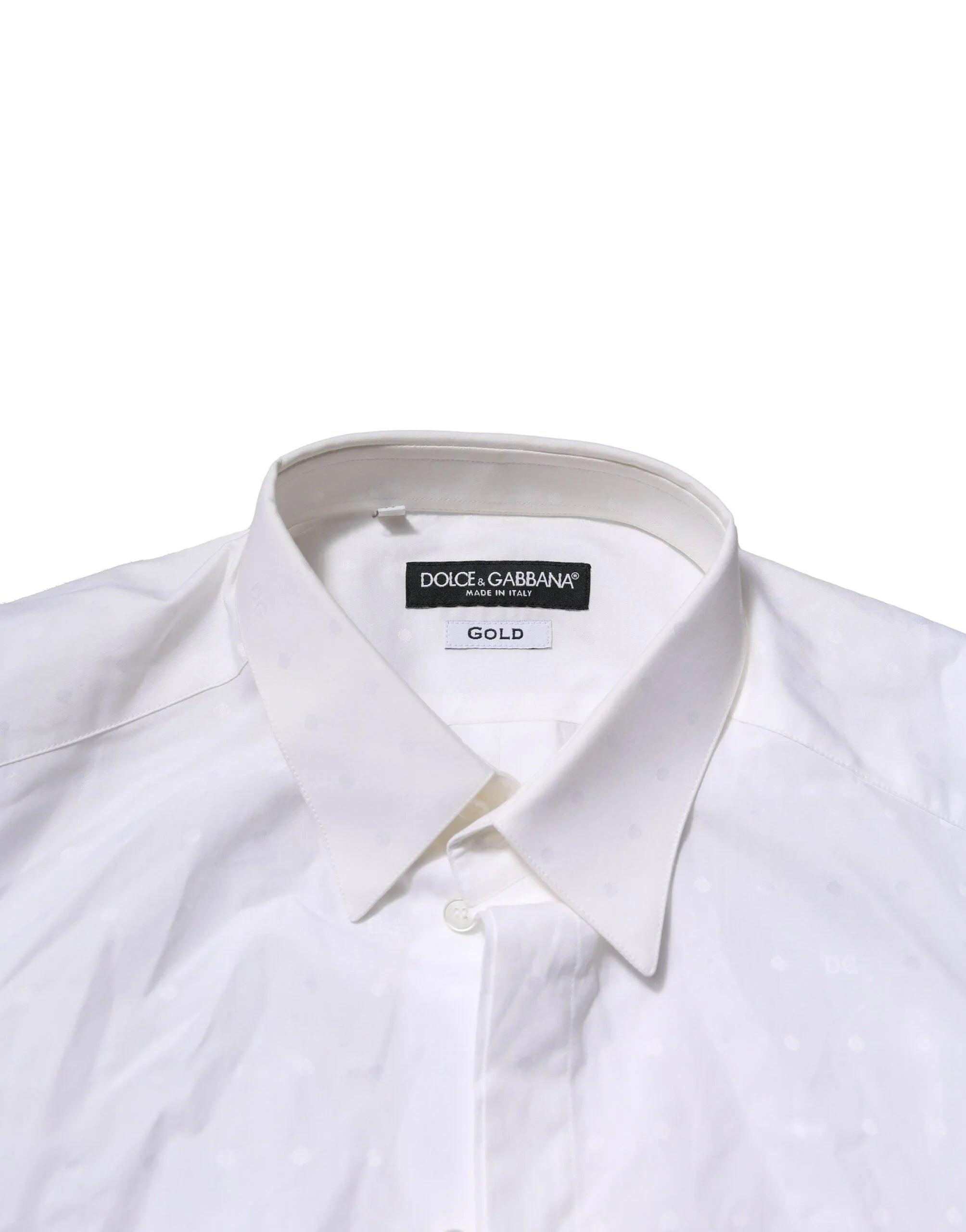 Dolce & Gabbana White Cotton GOLD Long Sleeves Formal Shirt - IT43 | 2XL - Shirts