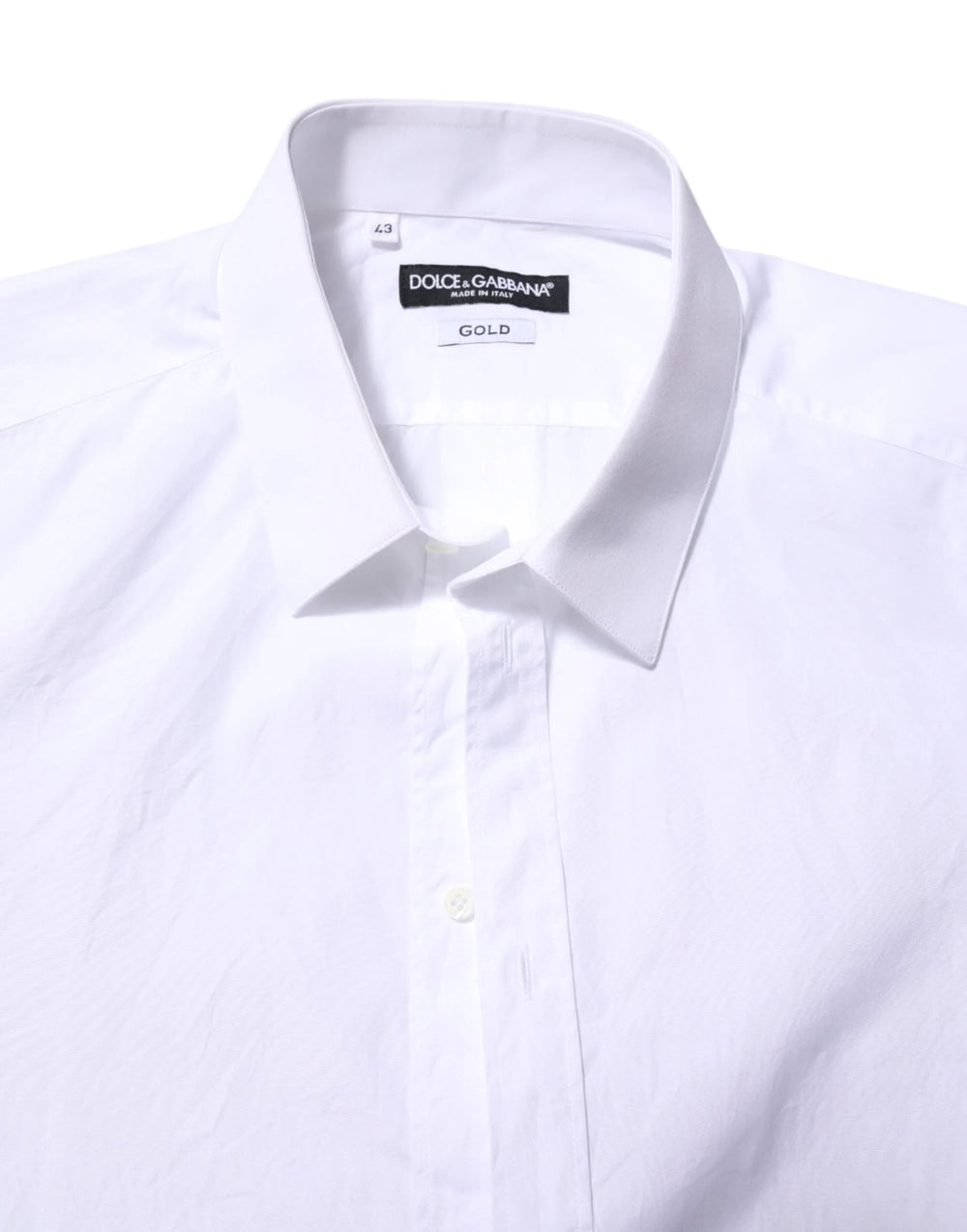 Dolce & Gabbana White Cotton GOLD Long Sleeves Formal Shirt - IT43 | 2XL - Shirts