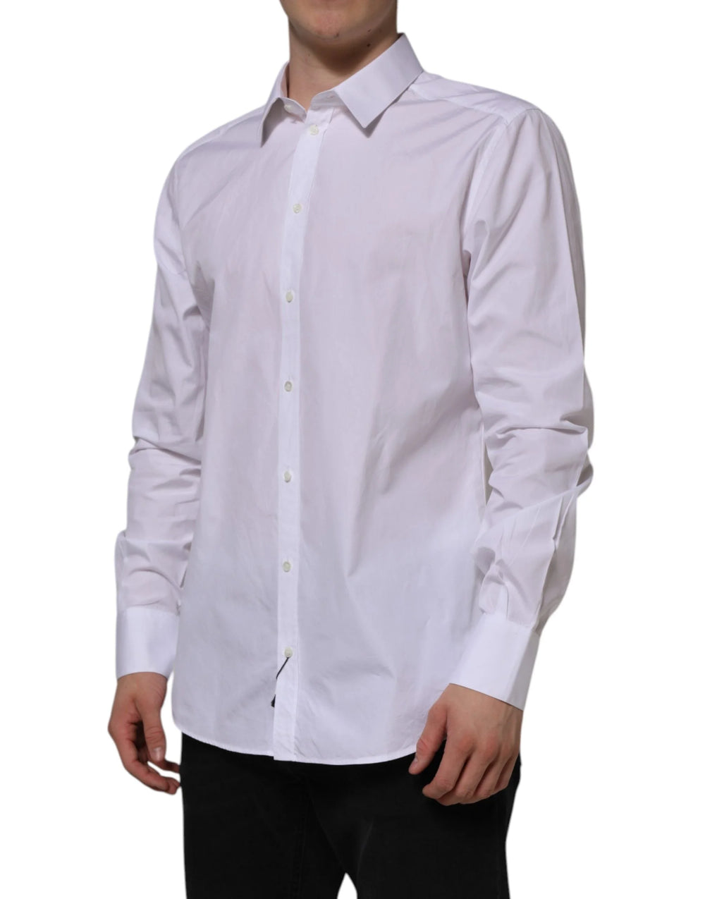 Dolce & Gabbana White Cotton GOLD Long Sleeves Formal Shirt - IT43 | 2XL - Shirts