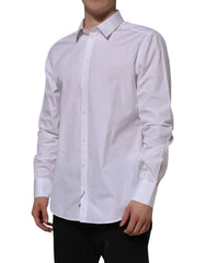 Dolce & Gabbana White Cotton GOLD Long Sleeves Formal Shirt - IT43 | 2XL - Shirts