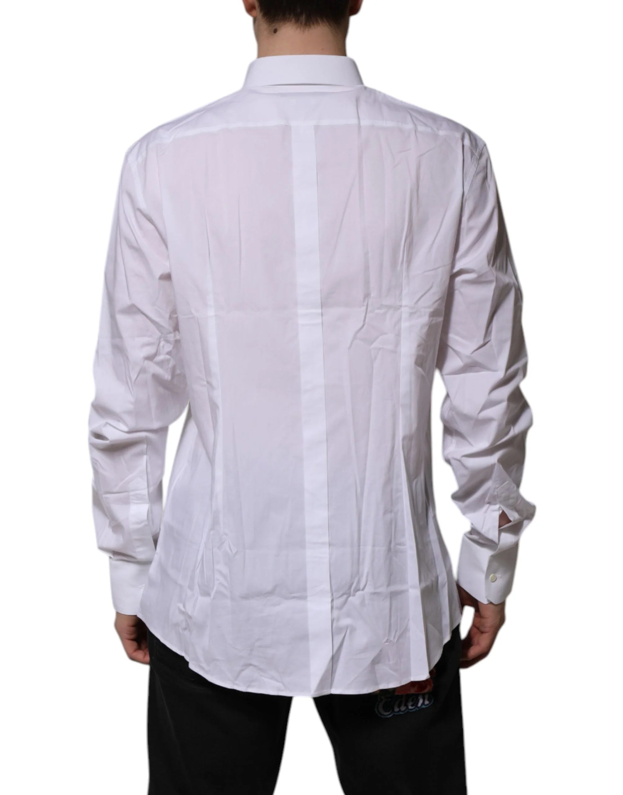 Dolce & Gabbana White Cotton GOLD Long Sleeves Formal Shirt - IT45 | 3XL - Shirts