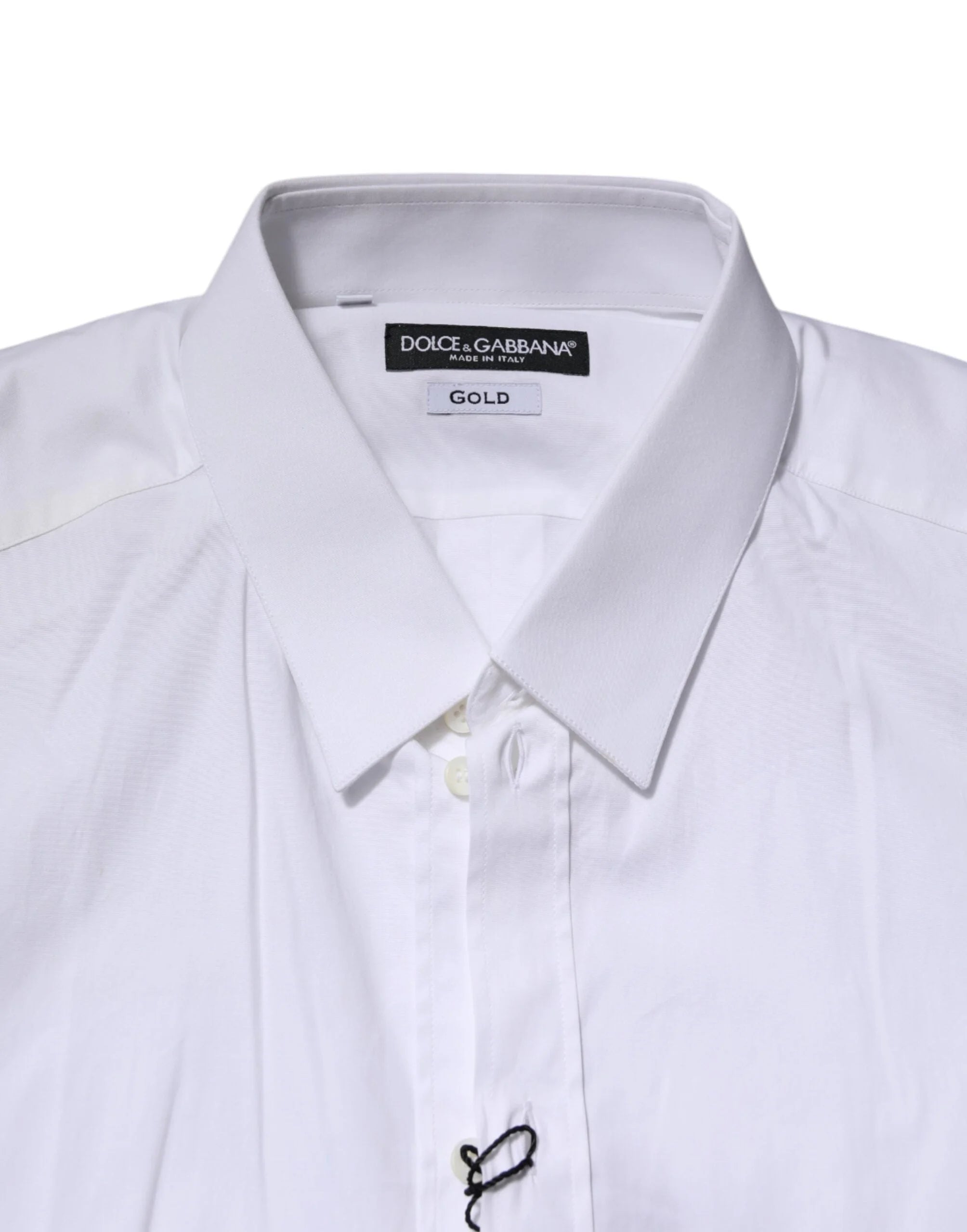 Dolce & Gabbana White Cotton GOLD Long Sleeves Formal Shirt - IT45 | 3XL - Shirts