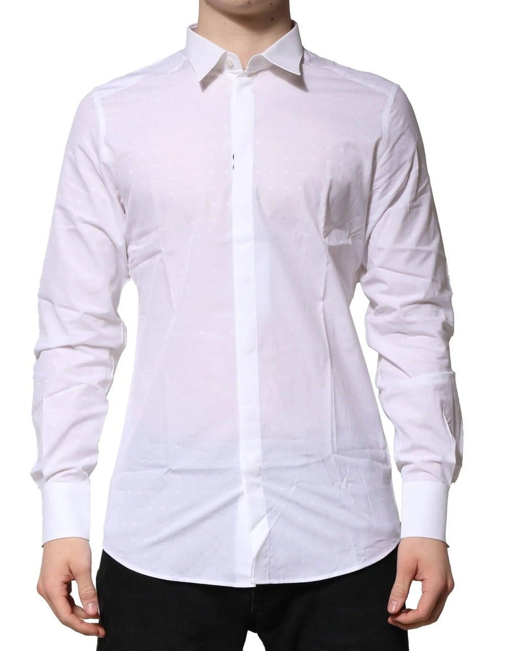 Dolce & Gabbana White Cotton GOLD Long Sleeves Formal Shirt - Shirts