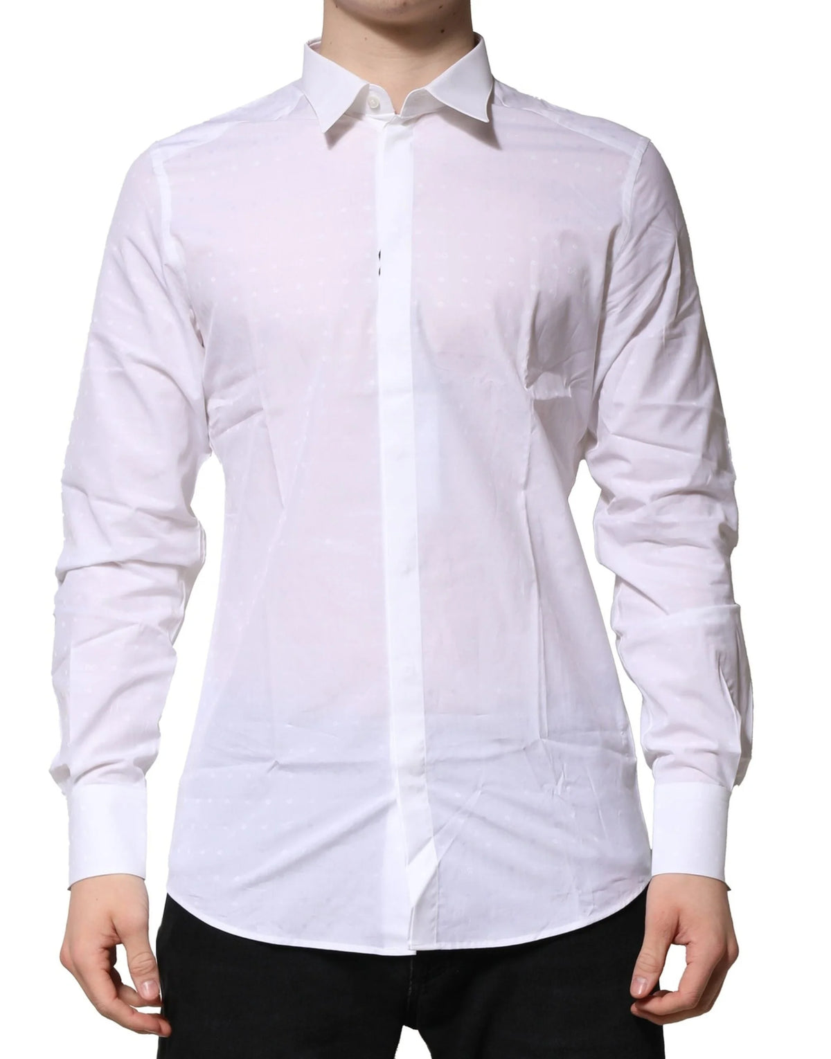 Dolce & Gabbana White Cotton GOLD Long Sleeves Formal Shirt - Shirts