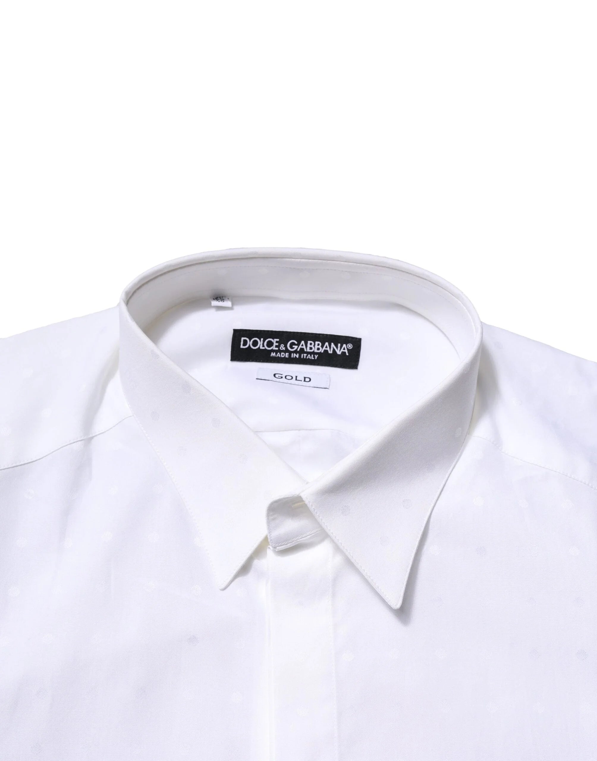 Dolce & Gabbana White Cotton GOLD Long Sleeves Formal Shirt - Shirts