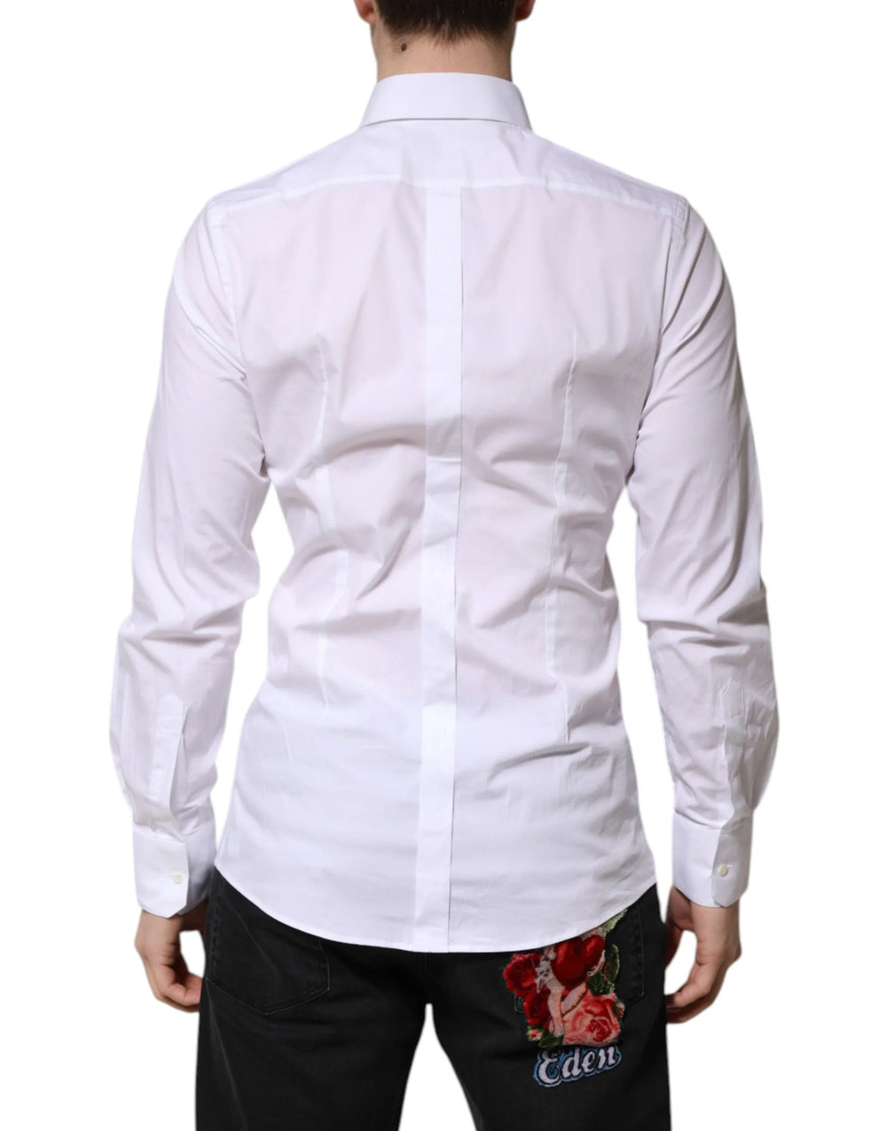 Dolce & Gabbana White Cotton GOLD Long Sleeves Formal Shirt - Shirts
