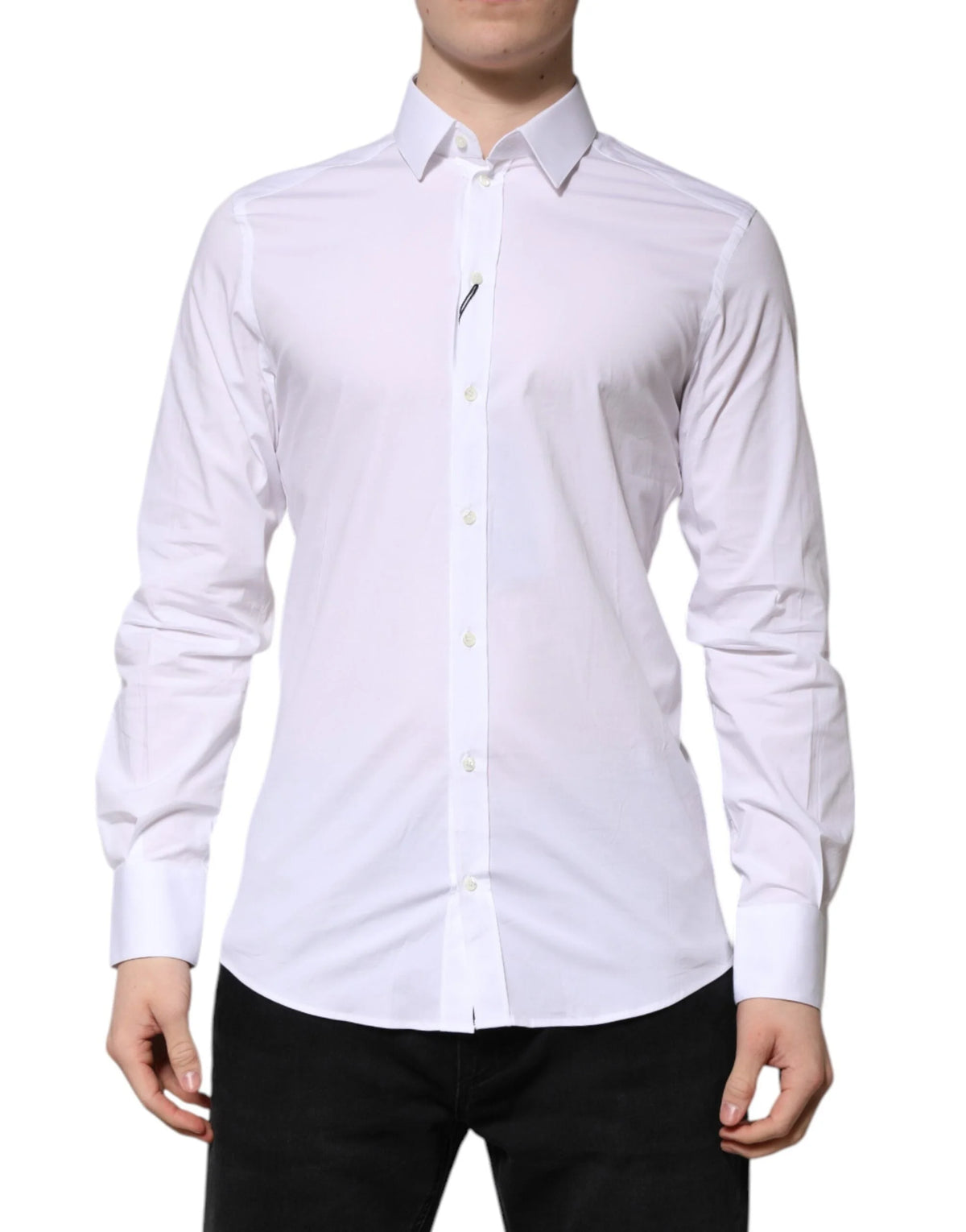 Dolce & Gabbana White Cotton GOLD Long Sleeves Formal Shirt - Shirts