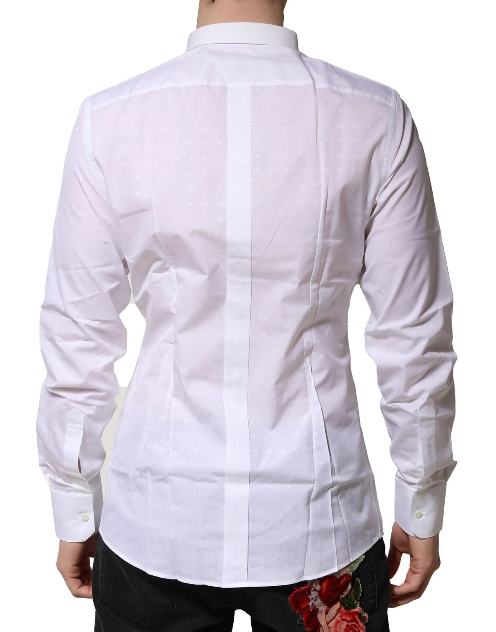 Dolce & Gabbana White Cotton GOLD Long Sleeves Formal Shirt - Shirts