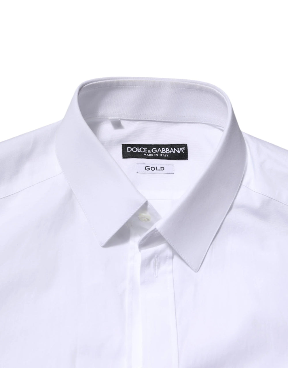 Dolce & Gabbana White Cotton GOLD Long Sleeves Formal Shirt - Shirts
