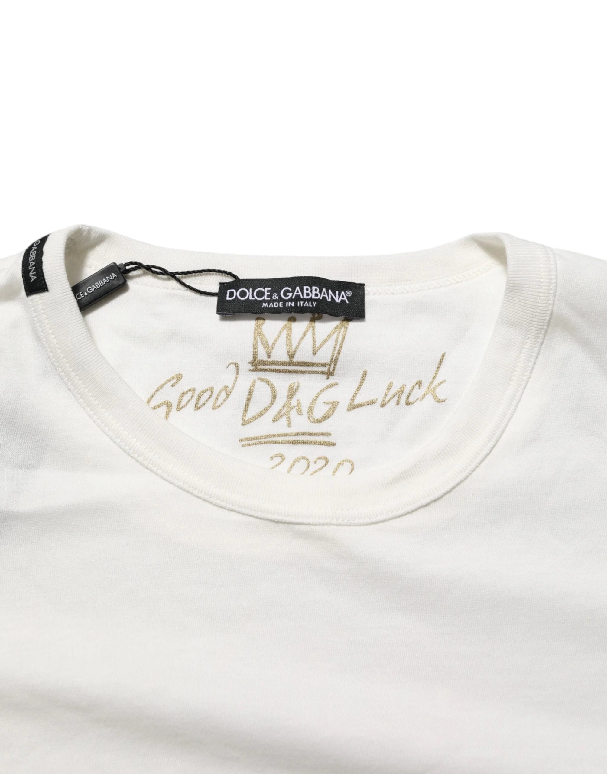 Dolce & Gabbana White Cotton Goodluck 2020 Crew Neck T-shirt - IT52 | XL - T-Shirts
