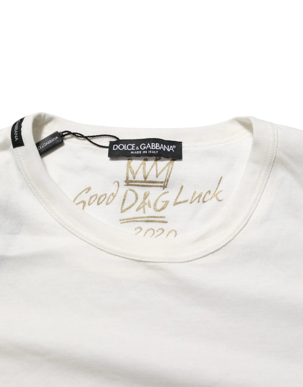 Dolce & Gabbana White Cotton Goodluck 2020 Crew Neck T-shirt - IT52 | XL - T-Shirts