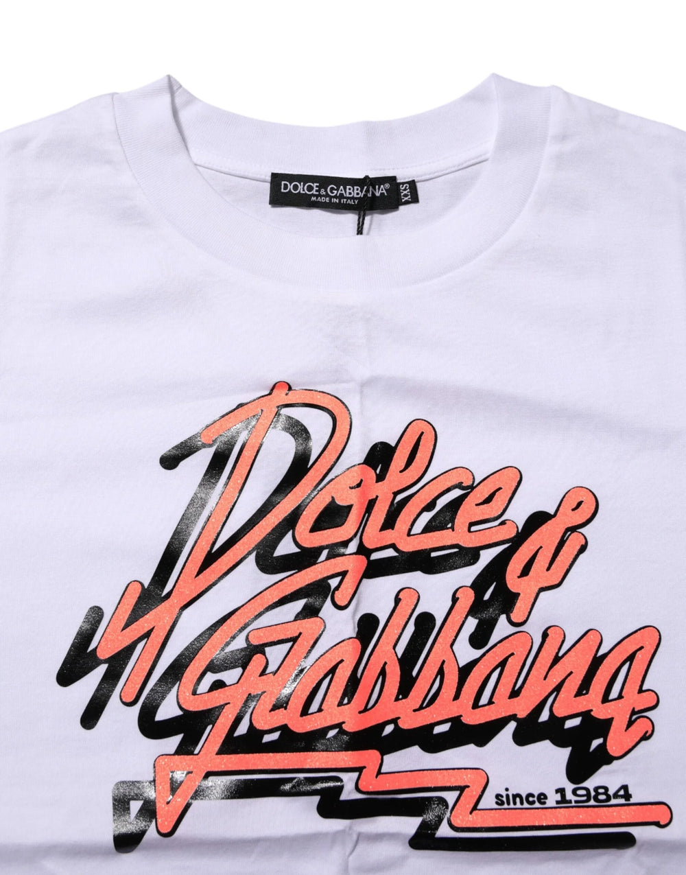 Dolce & Gabbana White Cotton Graphic Print Crew Neck T-shirt - IT36|XXS - T-Shirts