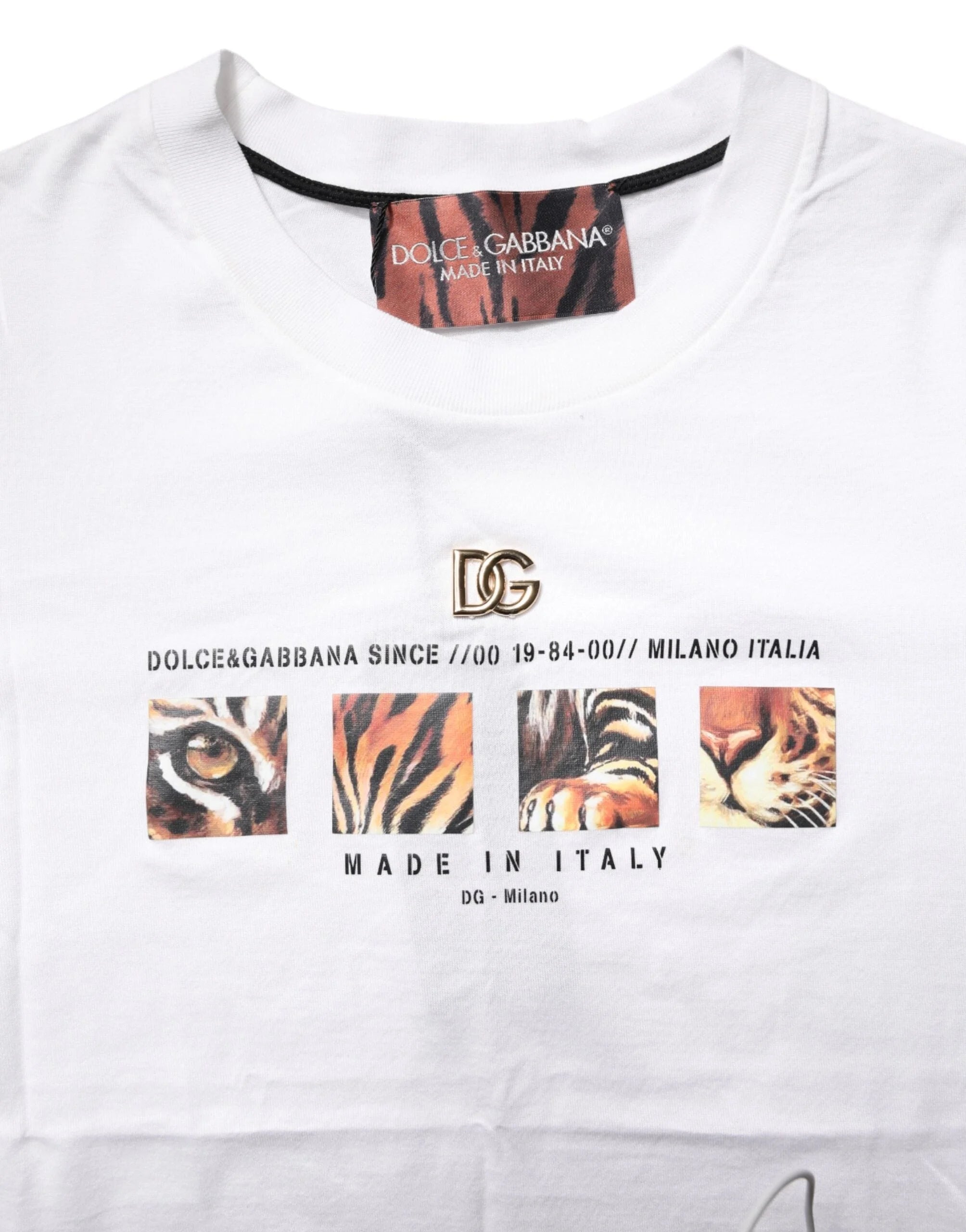 Dolce & Gabbana White Cotton Graphic Print Crew Neck T-shirt - IT40|S - T-Shirts