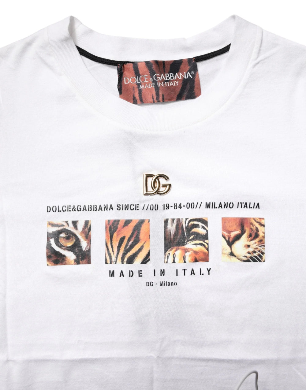 Dolce & Gabbana White Cotton Graphic Print Crew Neck T-shirt - IT40|S - T-Shirts