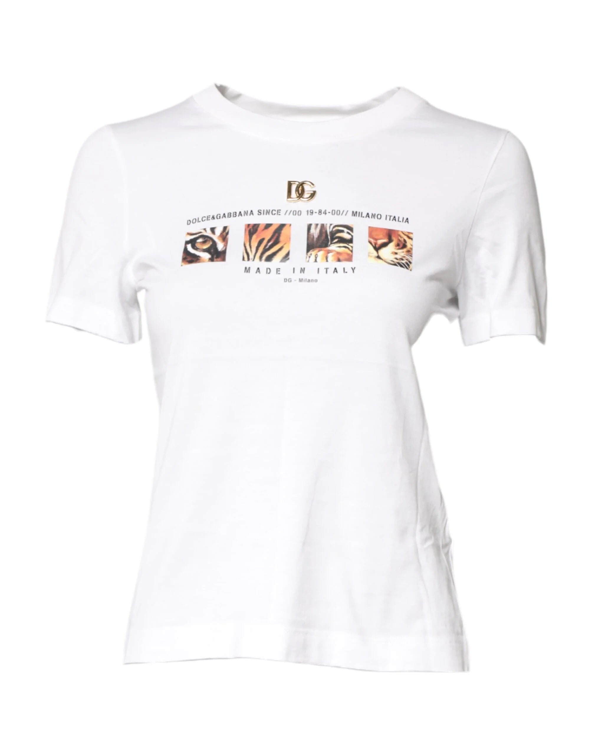 Dolce & Gabbana White Cotton Graphic Print Crew Neck T-shirt - IT40|S - T-Shirts