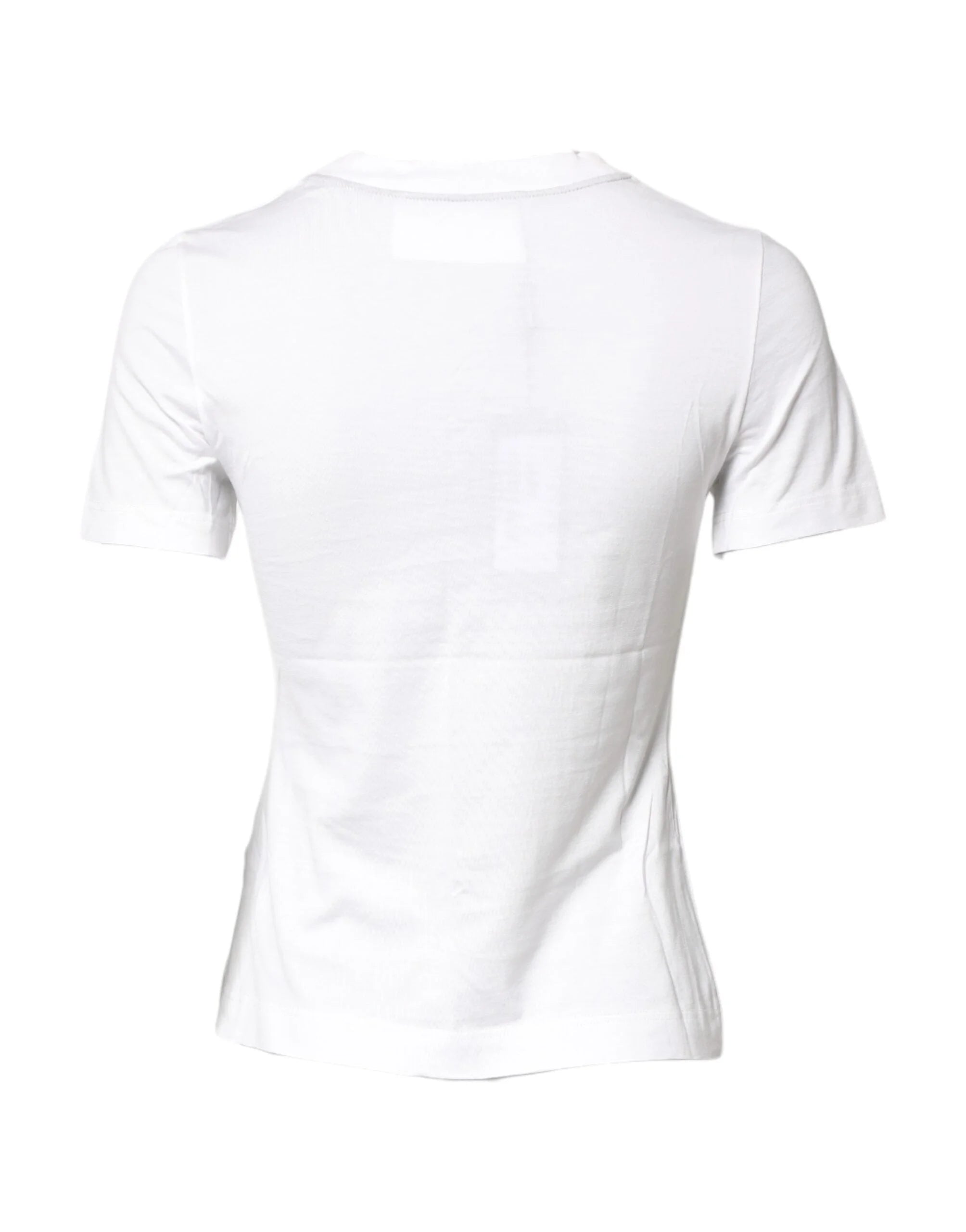 Dolce & Gabbana White Cotton Graphic Print Crew Neck T-shirt - IT40|S - T-Shirts
