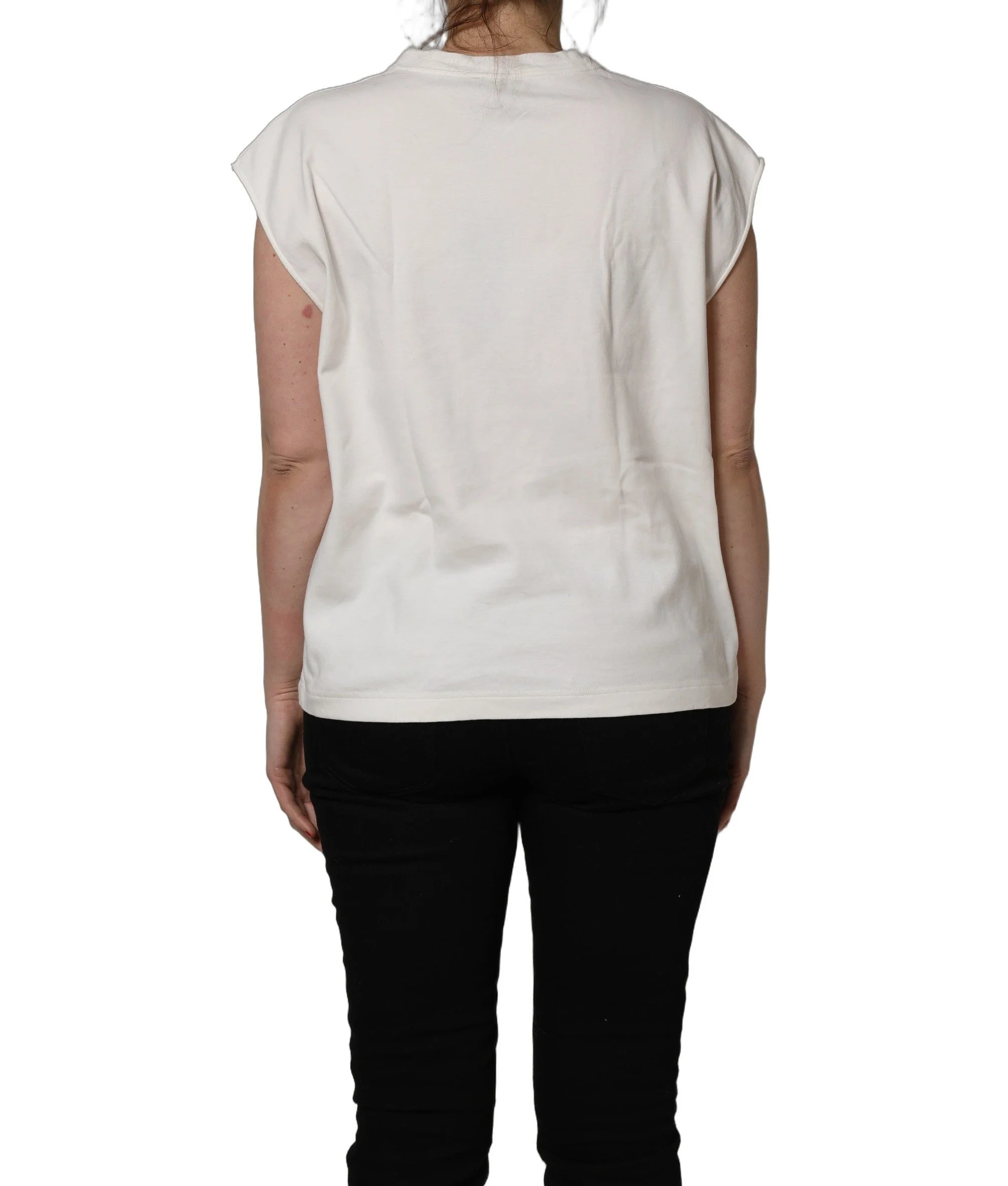 Dolce & Gabbana White Cotton Graphic Sleeveless Tank Top - IT44 | L