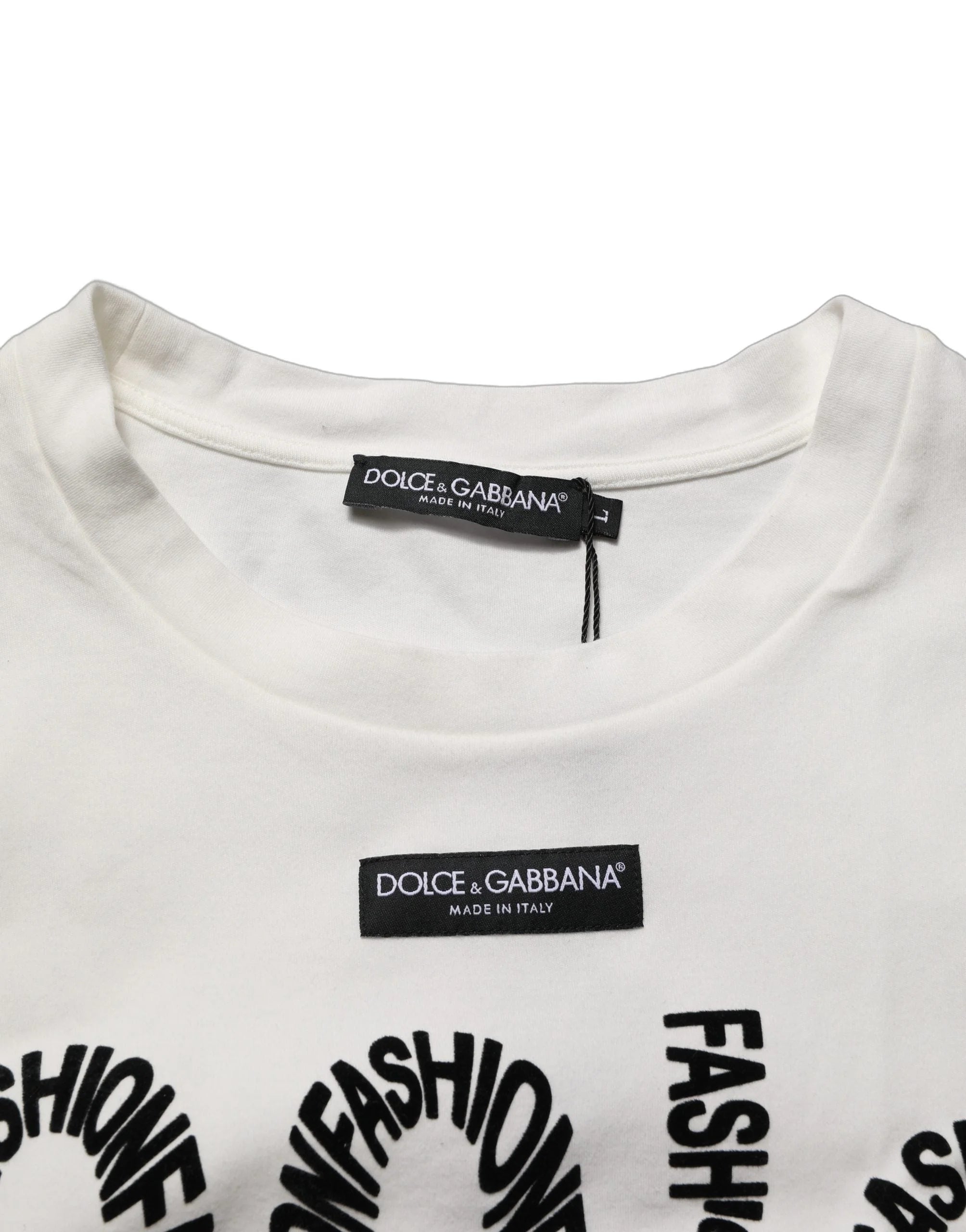 Dolce & Gabbana White Cotton Graphic Sleeveless Tank Top - IT44 | L