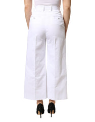 Dolce & Gabbana White Cotton High Waist WideLeg Cropped Pants - IT38 | XS