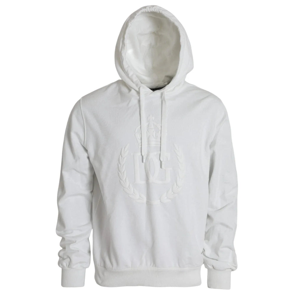 Dolce & Gabbana White Cotton Hooded Pullover Sweatshirt Men - IT54 | XL