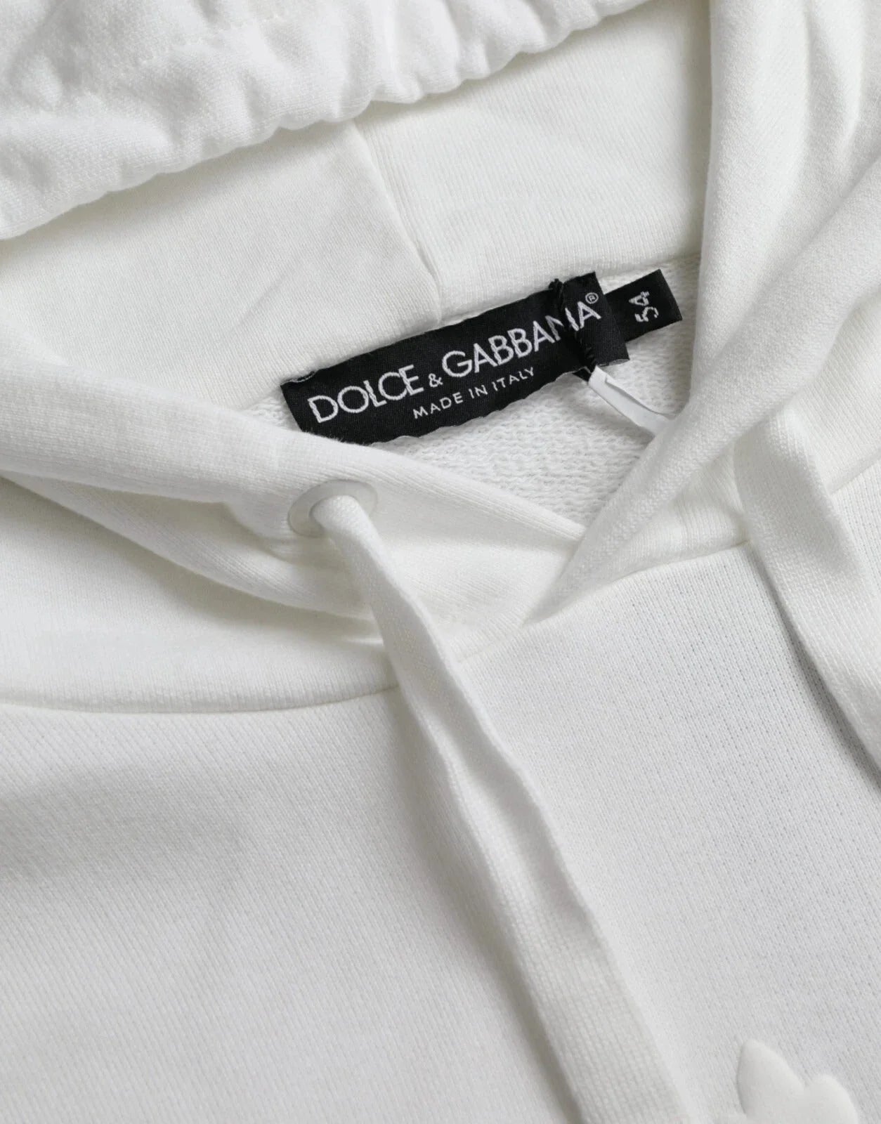 Dolce & Gabbana White Cotton Hooded Pullover Sweatshirt Men - IT54 | XL