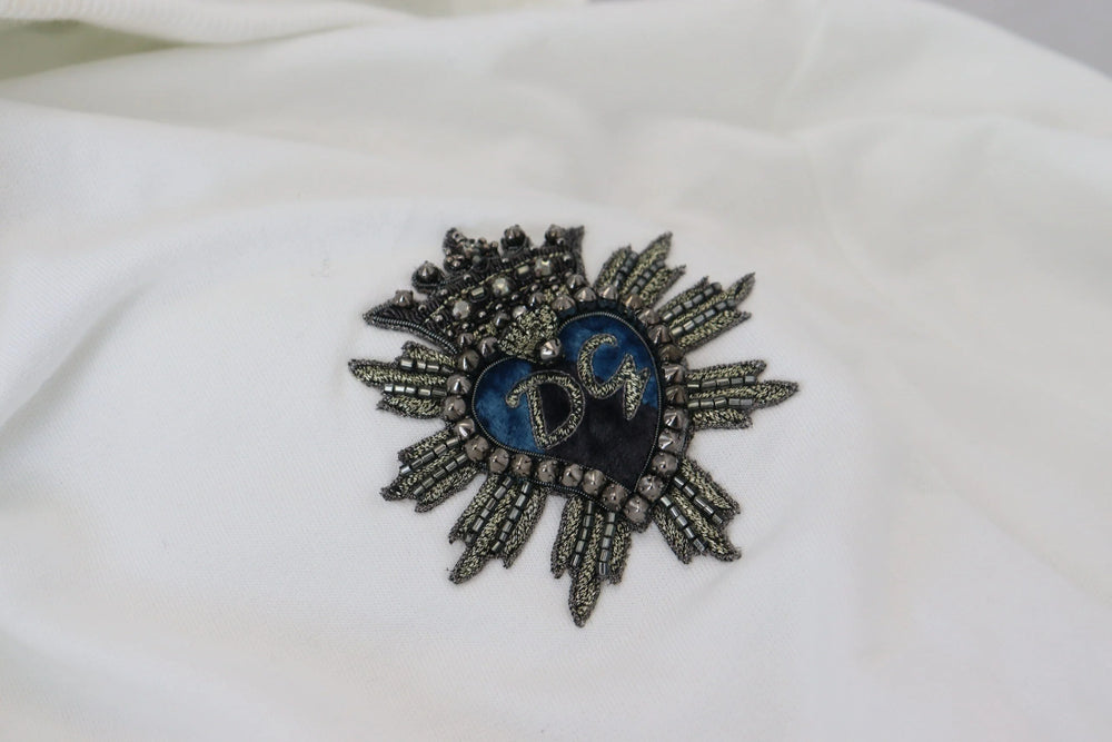 Dolce & Gabbana White Cotton Hooded Sweatshirt Logo Sweater - IT48 | M - Hoodies