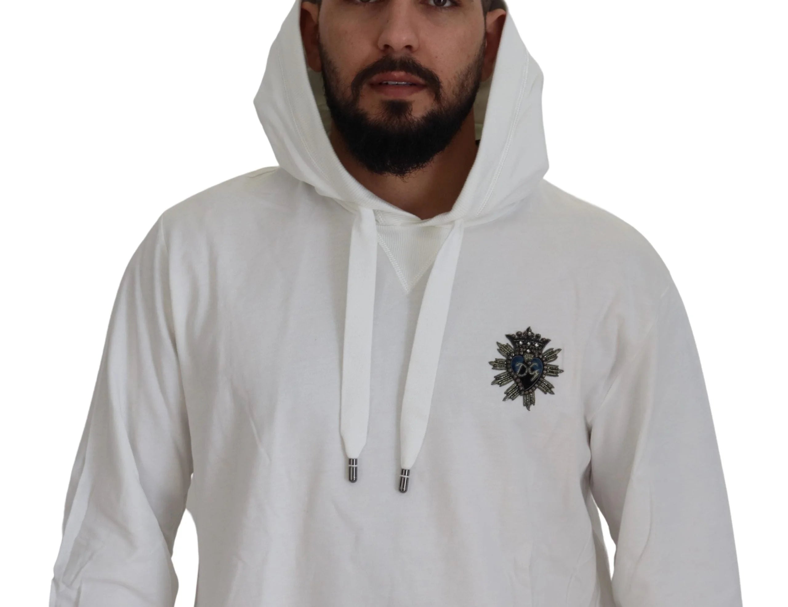 Dolce & Gabbana White Cotton Hooded Sweatshirt Sweater - IT56 | XL - Hoodies