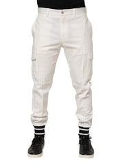 Dolce & Gabbana White Cotton Jogger Cargo Skinny Men Pants - IT50 | L
