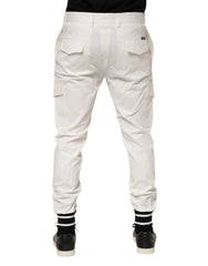 Dolce & Gabbana White Cotton Jogger Cargo Skinny Men Pants - IT50 | L - Joggers