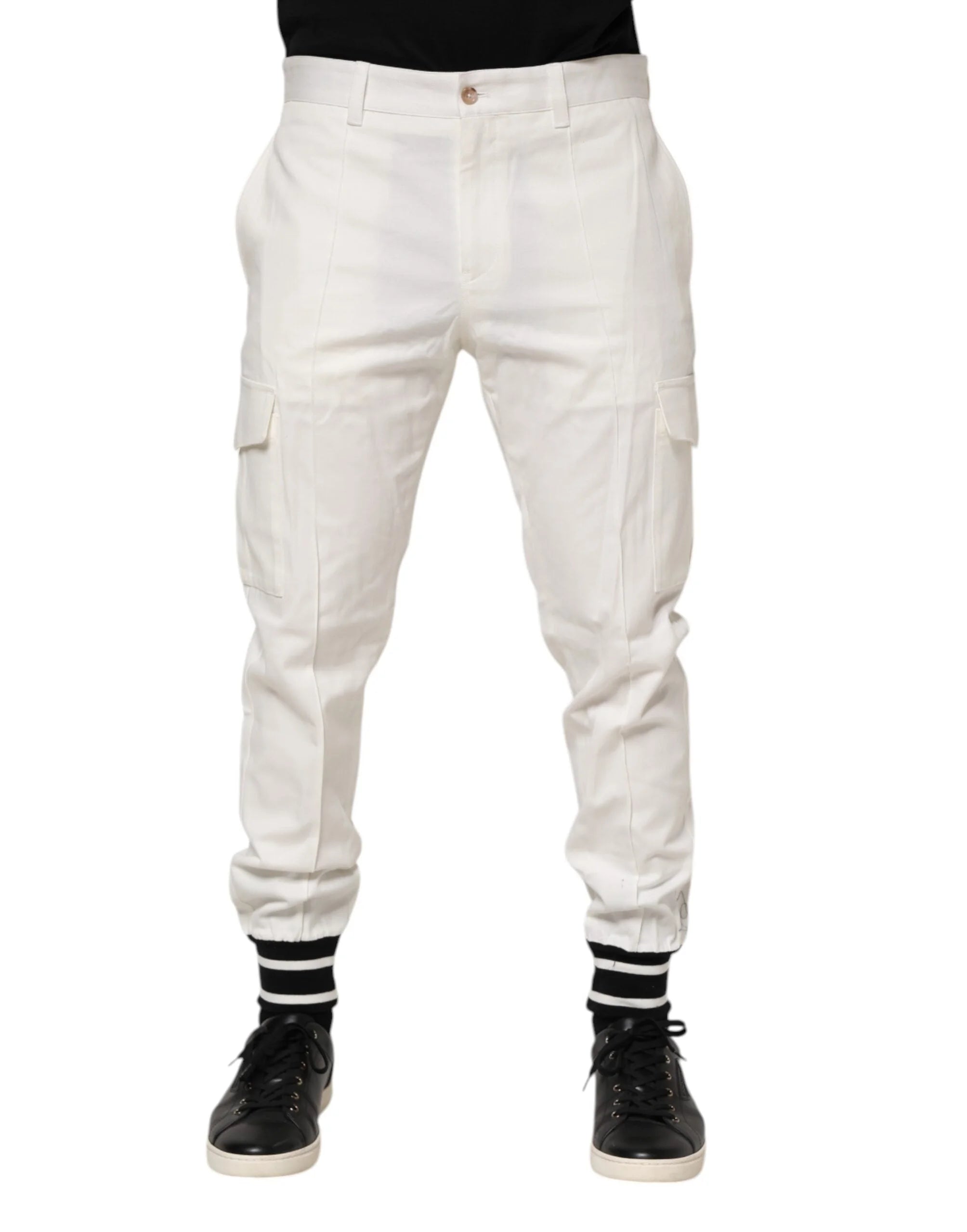 Dolce & Gabbana White Cotton Jogger Cargo Skinny Men Pants - IT50 | L