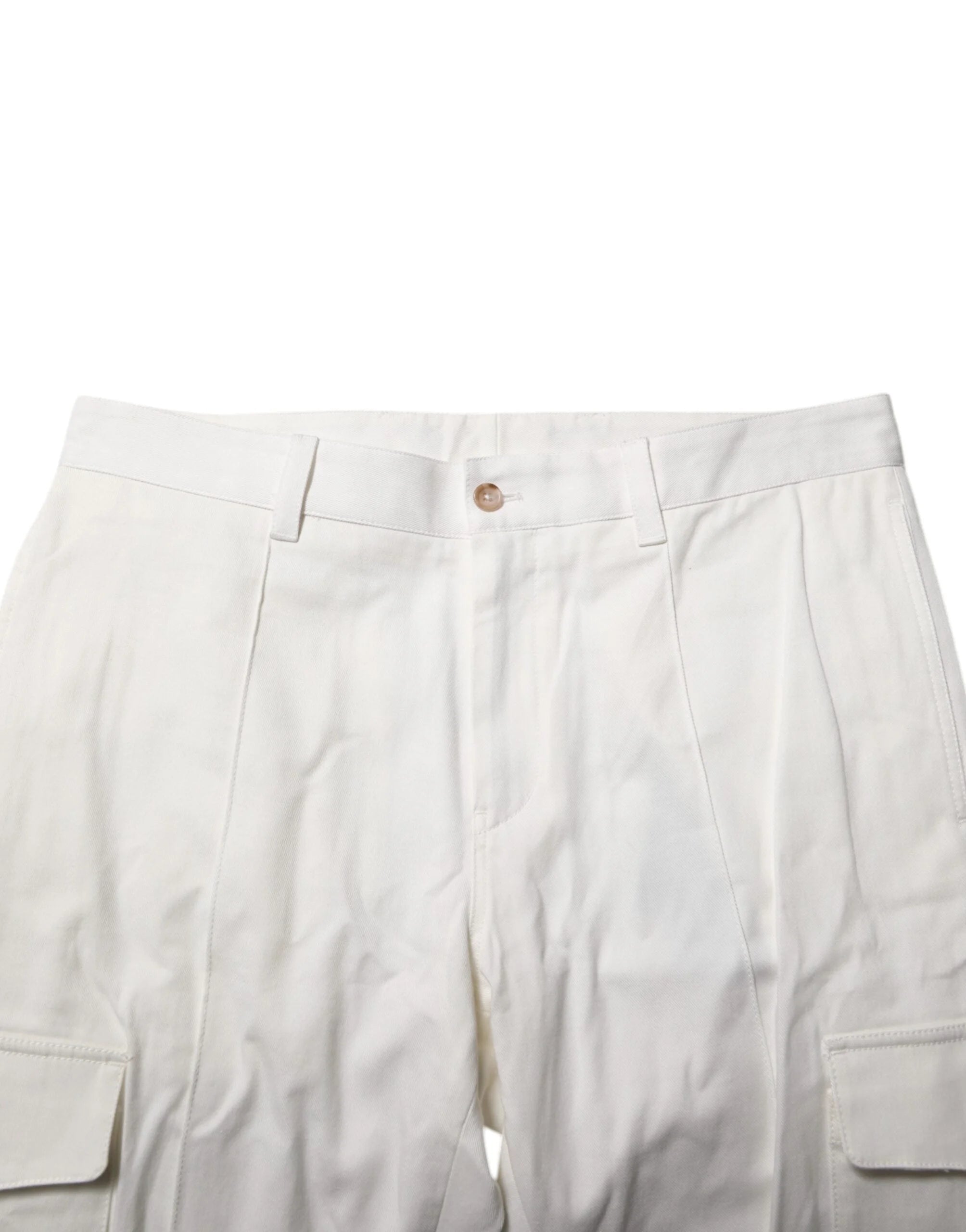 Dolce & Gabbana White Cotton Jogger Cargo Skinny Men Pants - IT50 | L