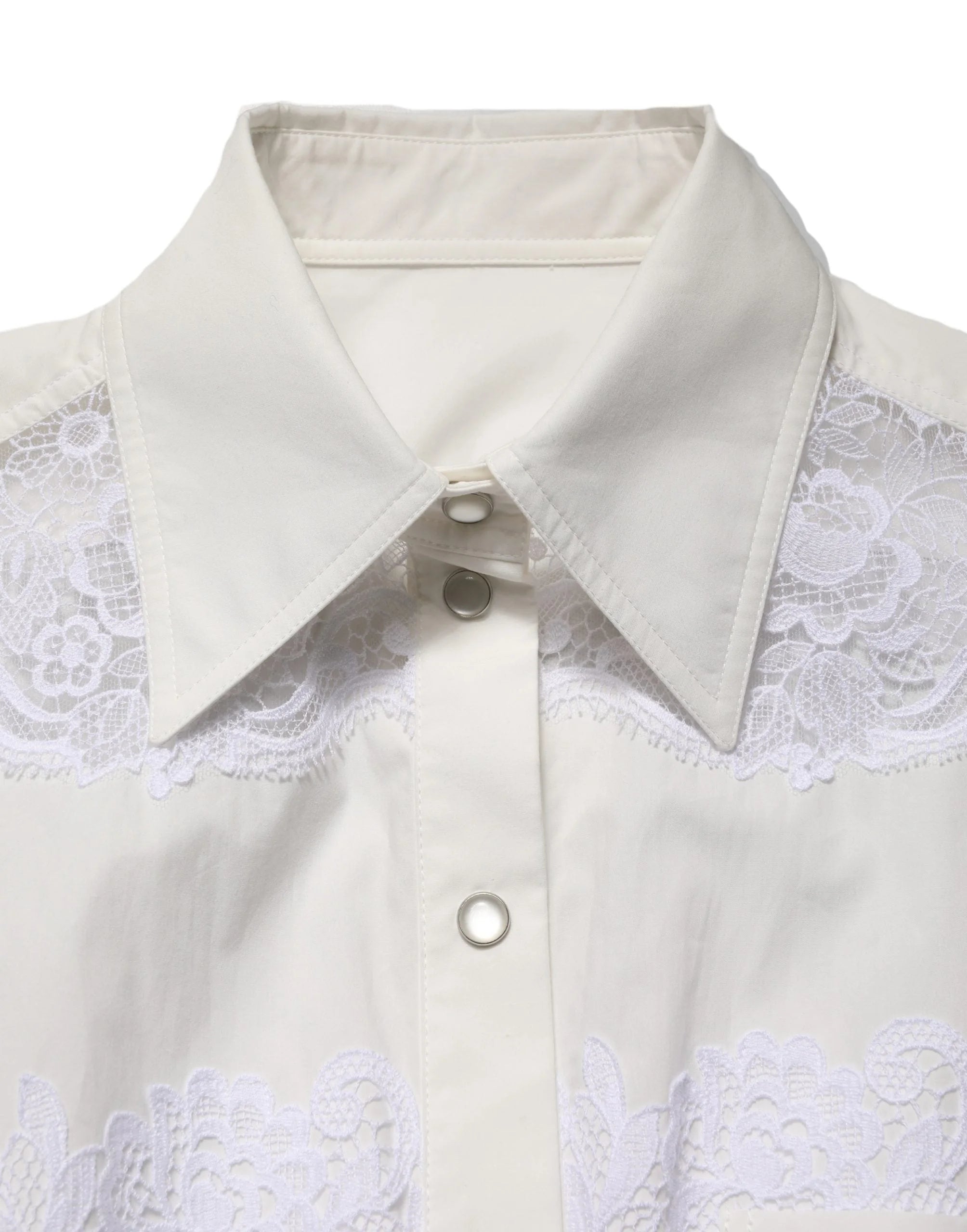 Dolce & Gabbana White Cotton Lace Trim Long Sleeves Jumpsuit - IT40|S