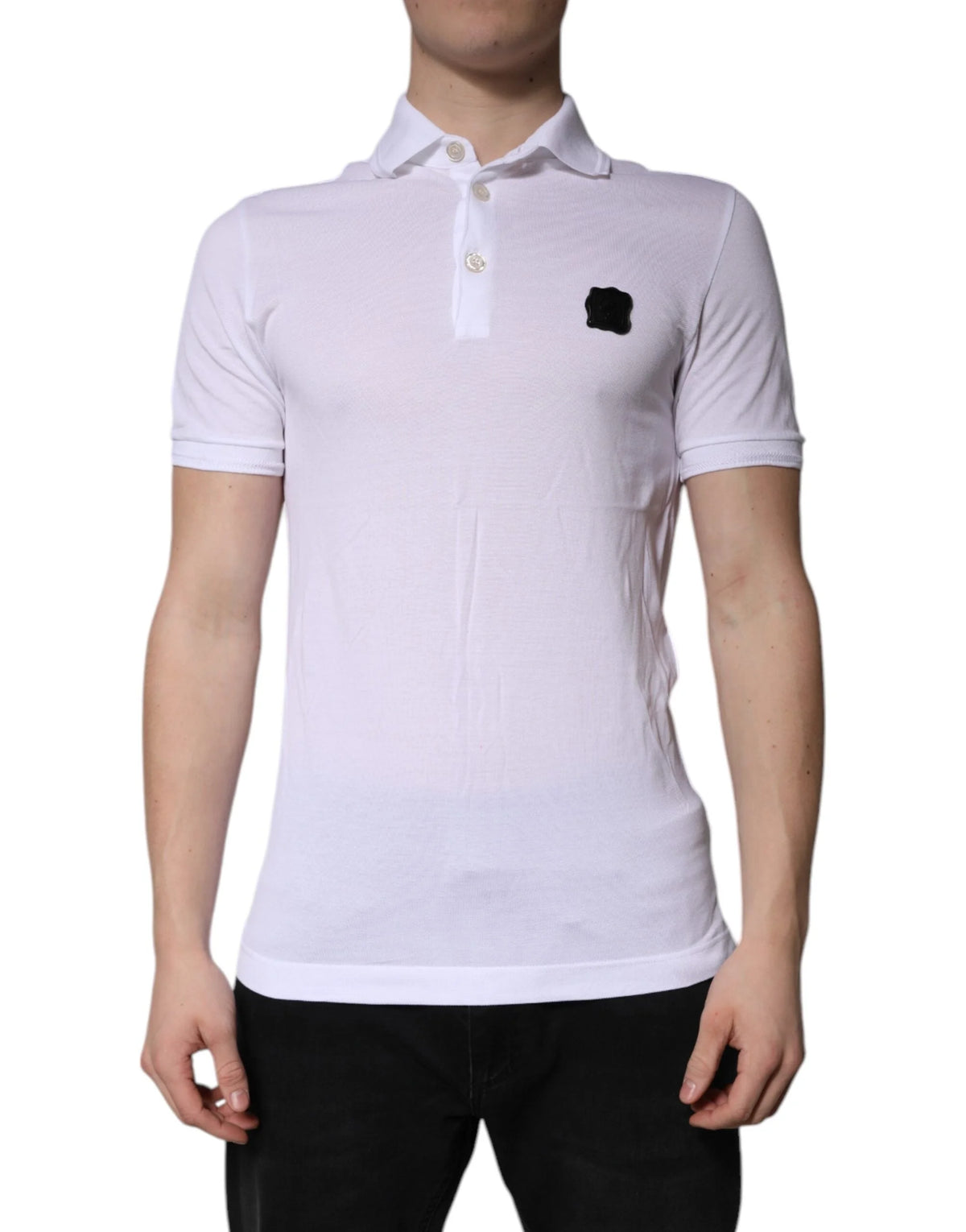 Dolce & Gabbana White Cotton Logo Collared Polo T-shirt - IT44 | XS - Polos