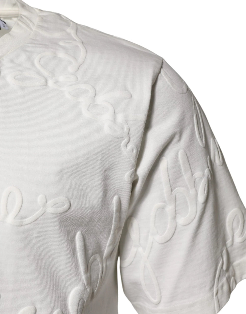Dolce & Gabbana White Cotton Logo Embossed Crew Neck T-shirt - T-Shirts