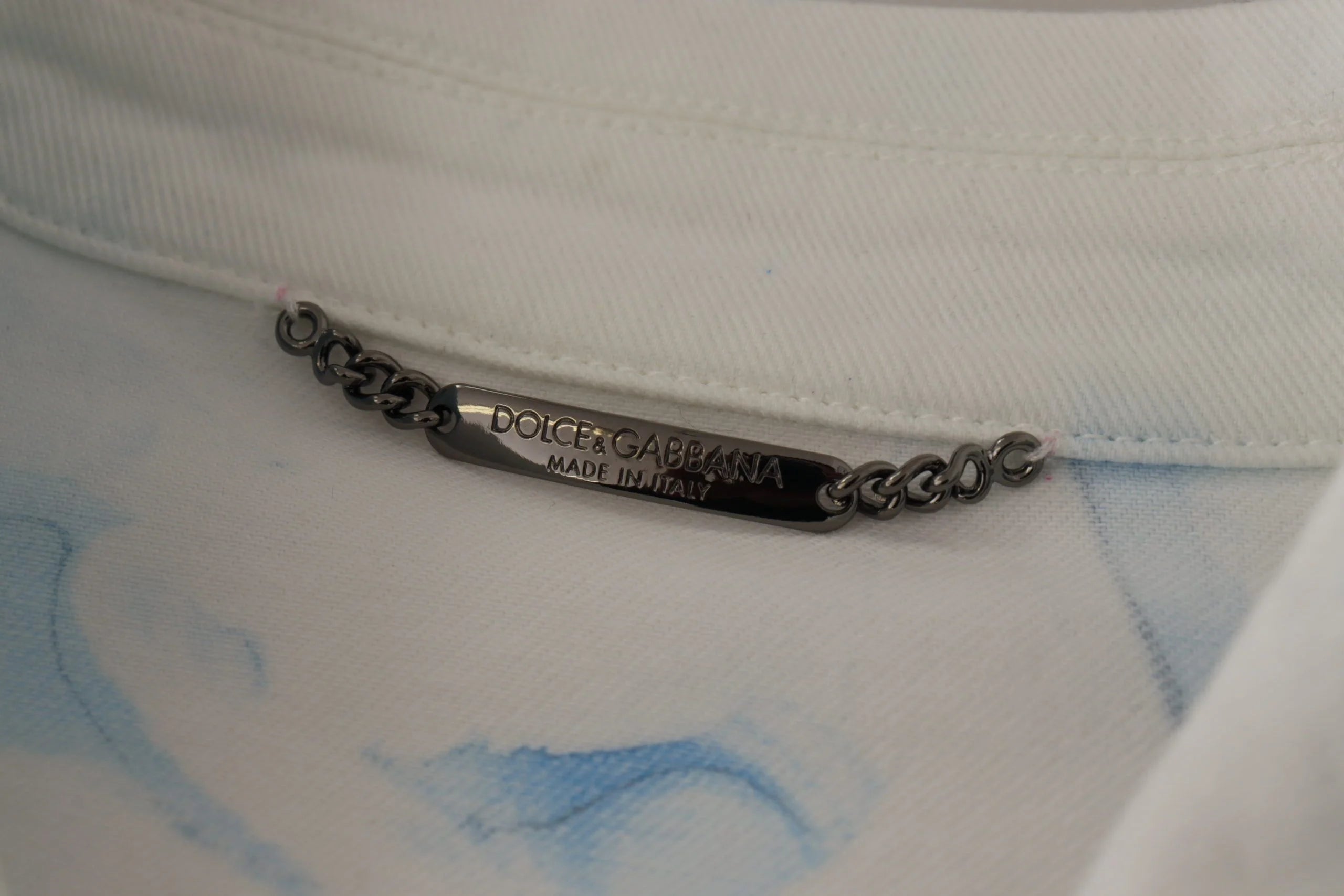 Dolce & Gabbana White Cotton Logo Embroidery Denim Jacket - Trucker Jackets