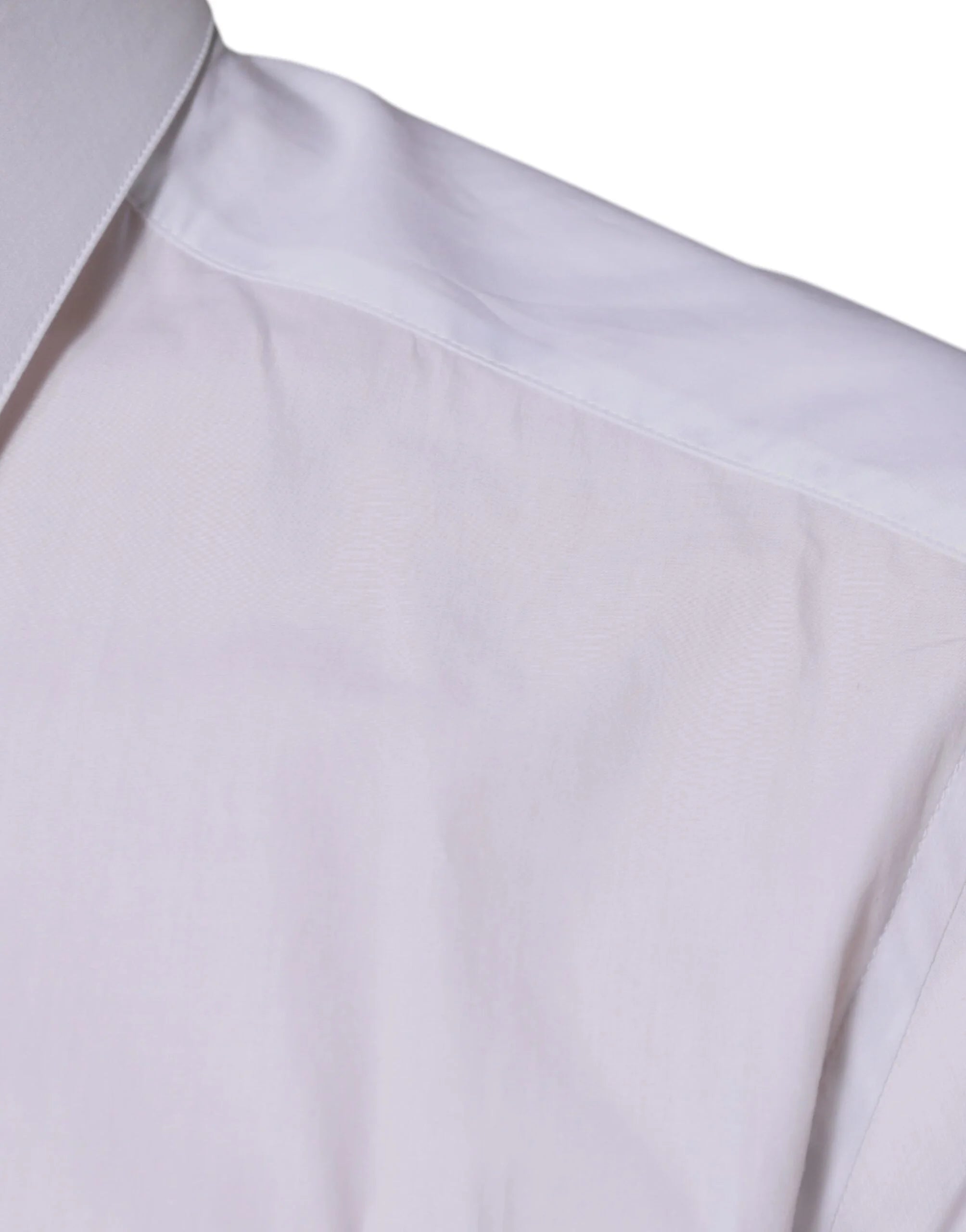 Dolce & Gabbana White Cotton Logo Formal Men GOLD Dress Shirt - Shirts