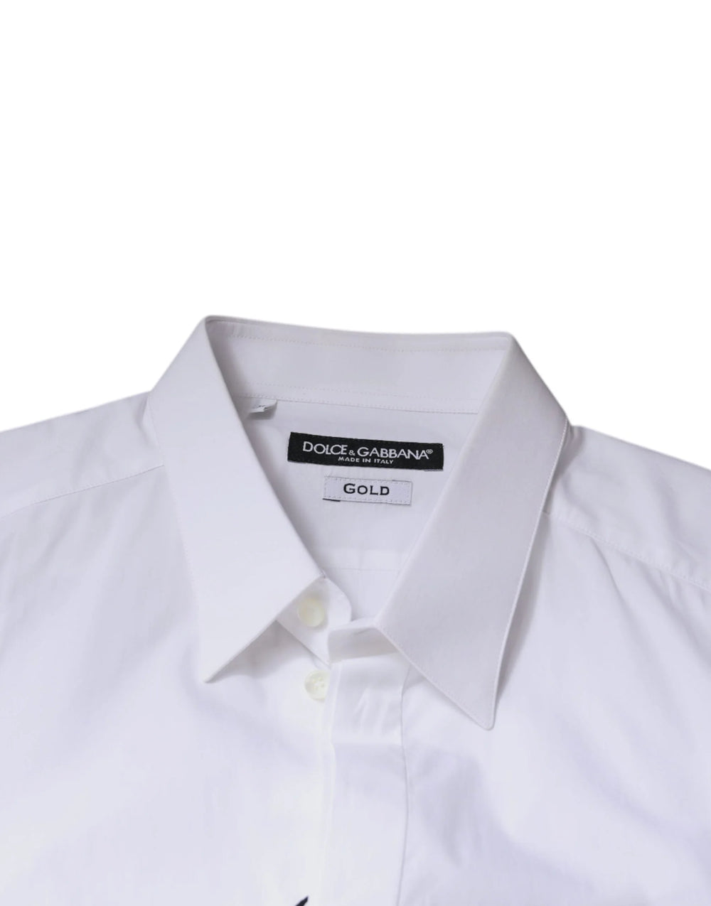 Dolce & Gabbana White Cotton Logo Formal Men GOLD Dress Shirt - Shirts
