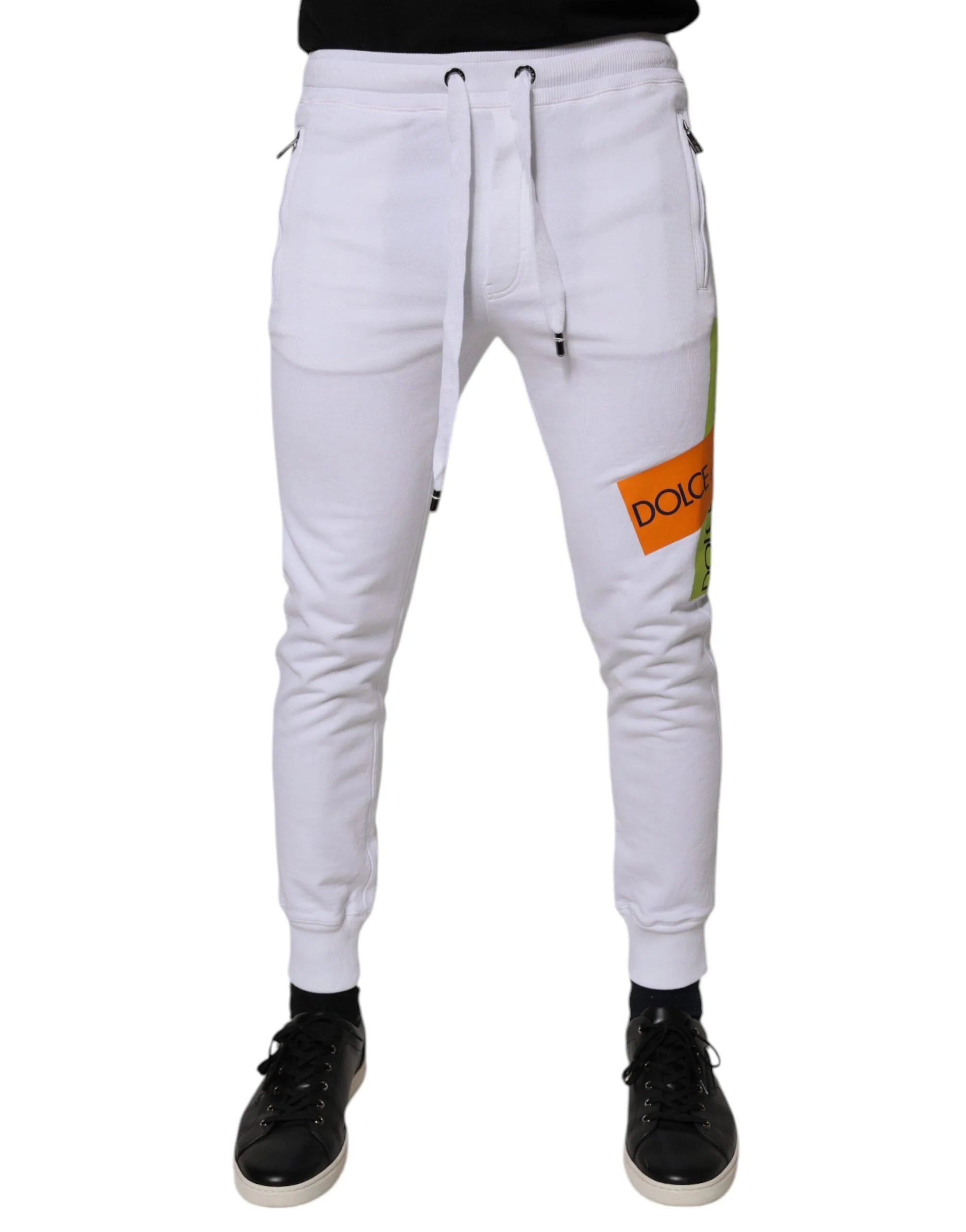 Dolce & Gabbana White Cotton Logo Jogger Pants - IT44 | XS - Joggers
