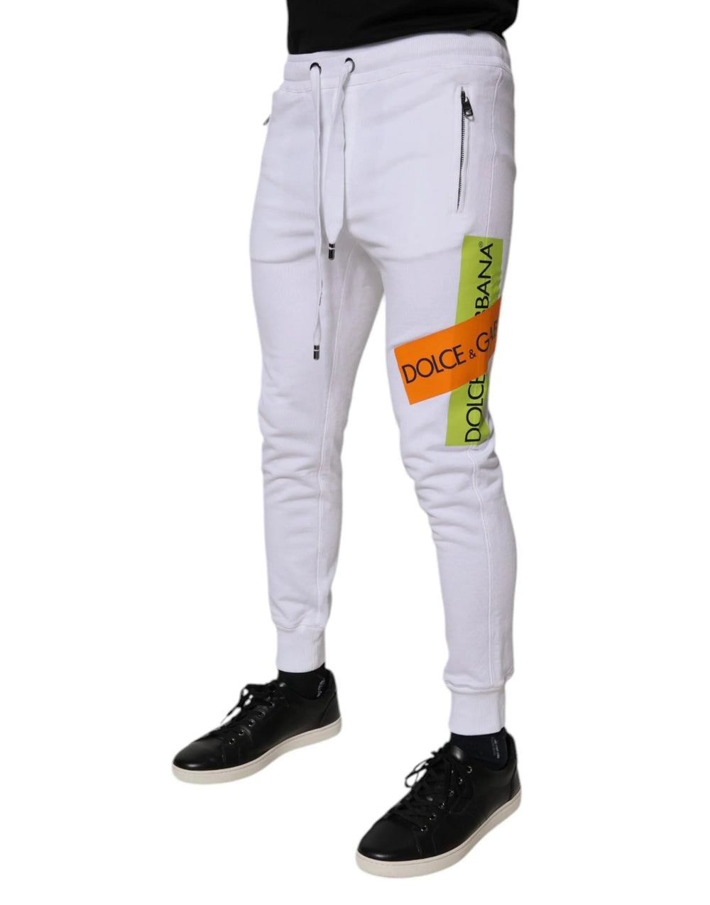 Dolce & Gabbana White Cotton Logo Jogger Pants - IT44 | XS - Joggers